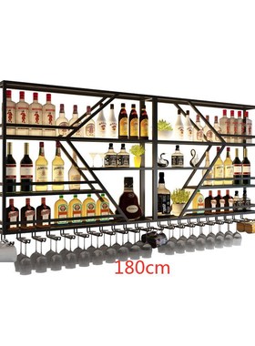 红酒背景灯光酒柜壁挂酒吧饭店墙上吧台展示O置物架清吧挂墙酒杯