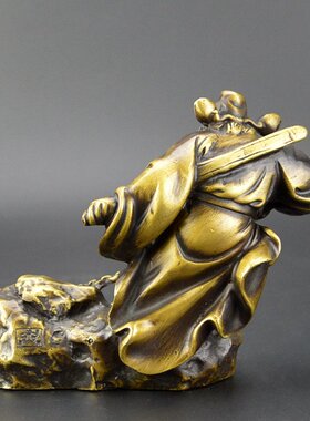 黄铜钟馗摆件纯铜天师仿古古玩铜器工艺品家居客厅办公室桌面摆设