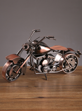 铁艺复古机车摆件模型金属机车电视柜酒柜装饰品男孩房间布置