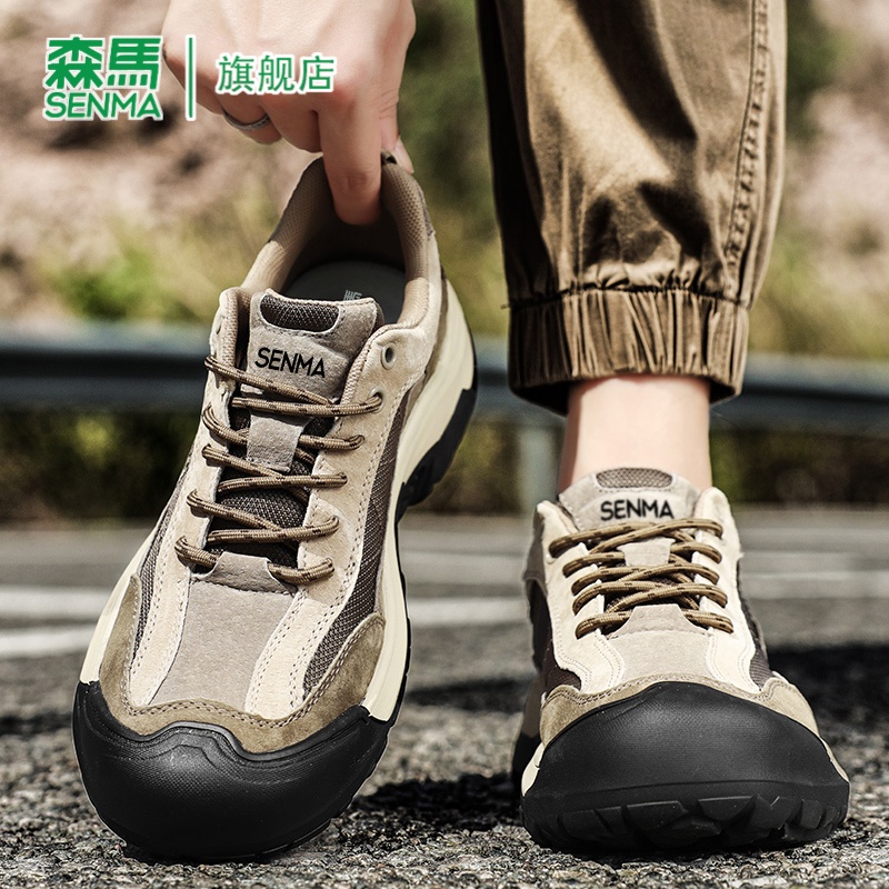 森马男鞋2025新款百搭休闲运动厚底增高老爹鞋男士户外徒步登山鞋 - 图1