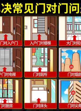 天官赐门对门隐形金属贴门对y门卧室大门对厕所客厅玄关装饰挂件