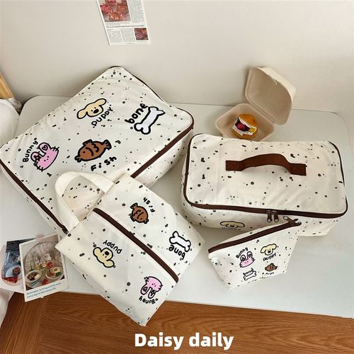 可爱卡通旅行收纳包四件套出差行李箱衣服整理袋便携分装包防水 - 图3