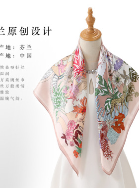 真丝丝巾桑蚕丝印花大方巾旗袍披肩端午节礼物送妈妈长辈生日礼盒