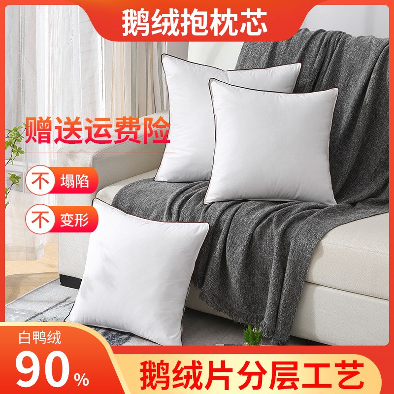 羽绒抱枕芯90白鸭绒鹅毛靠枕芯沙发腰枕内胆酒店床头靠包大靠垫芯 - 图1