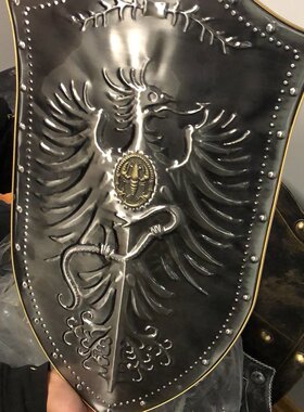 欧洲中世纪武士盾复古罗马盾牌骑士十字军可手持金属铁盾盔甲