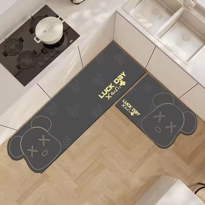 厨房地垫防滑硅藻泥防油吸水垫门口耐脏脚垫防水家用免洗可擦地毯 - 图0