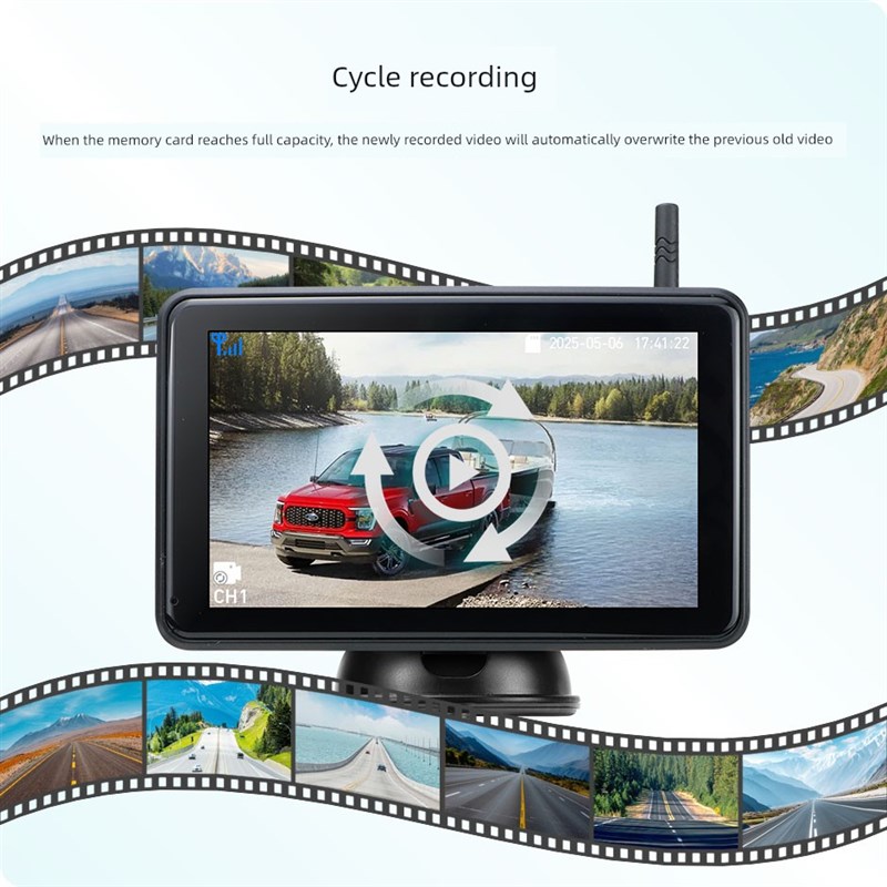 7英寸无线Dvr记录显示太阳能磁相机适用于露营车卡车拖车 - 图3