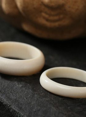 乾坤云猛犸戒指情侣素圈指环男士高级感女食指小拇指可爱文玩冰料