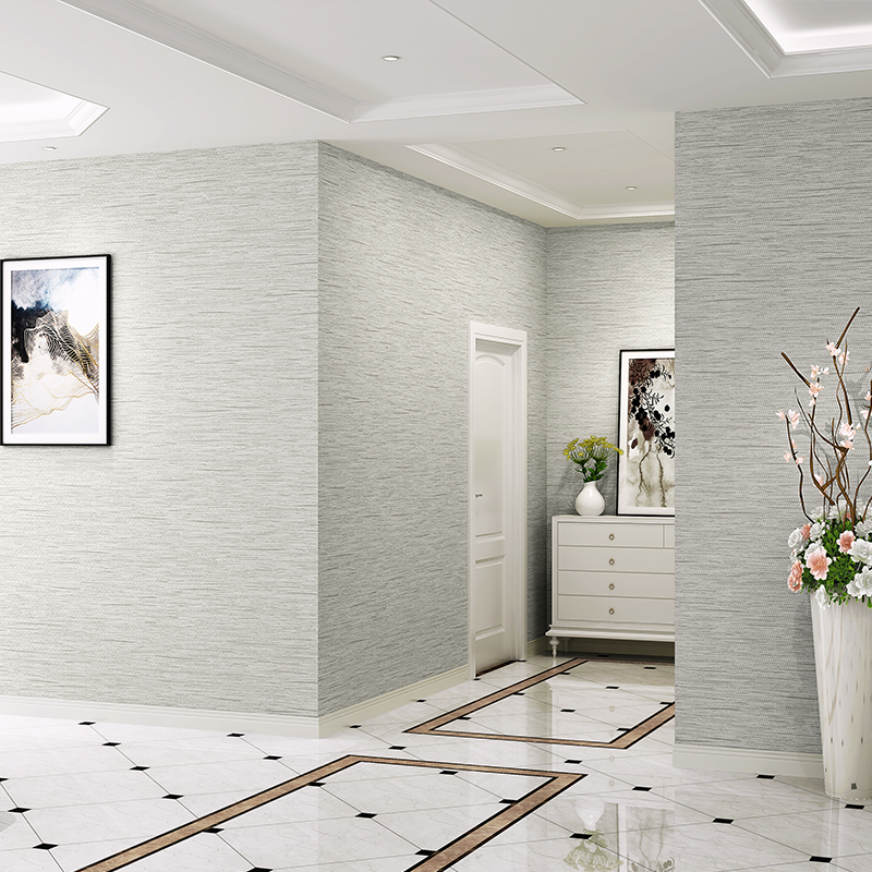 现代简约素色亚麻纹墙纸卧室客厅无纺布家用纯Q色北欧风格灰色壁 - 图1