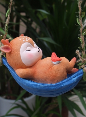 花园阳台装饰吊件可爱动物小鹿户外D庭院顶楼民宿布景观摆件树挂