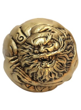 黄铜钟馗健身球实心文玩古玩健身手把件乾坤核桃把玩摆件配件握球