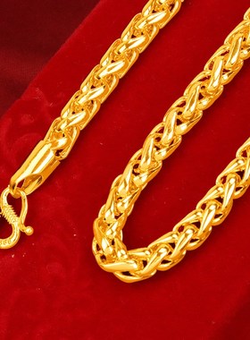 越南沙金肖邦链男黄金色麻绳项链黄铜镀金首饰大气24k色厂家直销