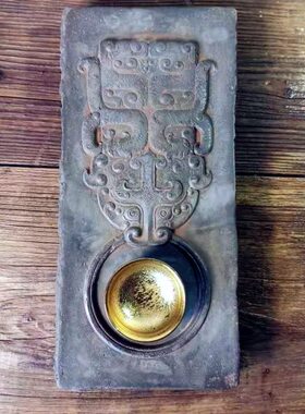 老复古汉研学家居摆件雕刻金砖铜鼎制作中式拓传器片砖青房文青砖