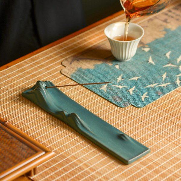 陶瓷千里江山线香炉 中式香插摆件创意茶道供奉卧香炉家用檀香炉,淘宝优惠券,粉丝福利购,淘宝优惠卷