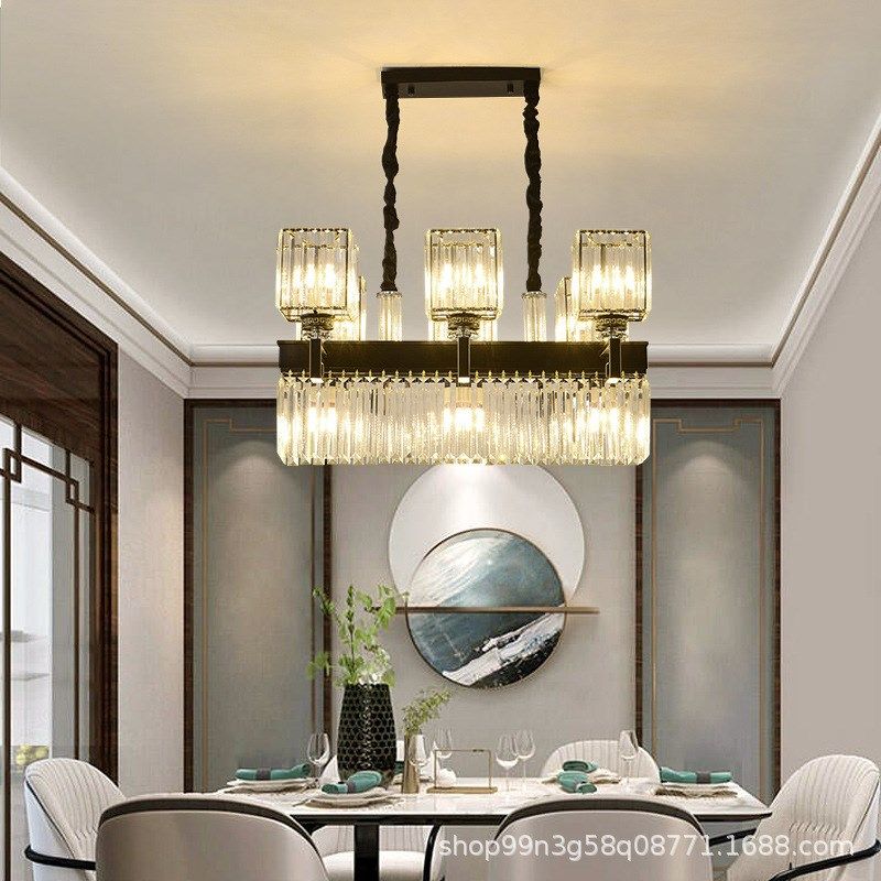 新中式水晶吊灯餐厅中国风禅意轻奢D饭厅吊灯现代简约长方形家用,淘宝优惠券,粉丝福利购,淘宝优惠卷