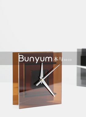 现代创意玻璃h时钟摆件艺术挂钟装饰品样板间客厅卧室软装摆设