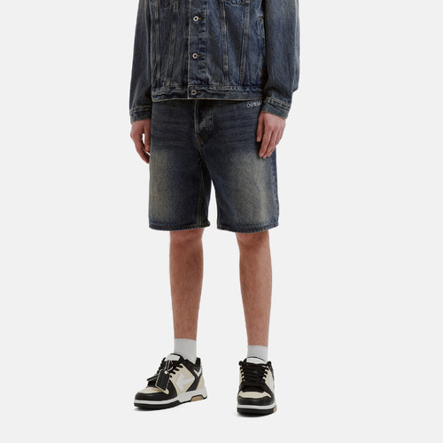 OFF-WHITE™情侣装新款水洗磨白牛仔短裤潮酷双箭头图案装饰 - 图1