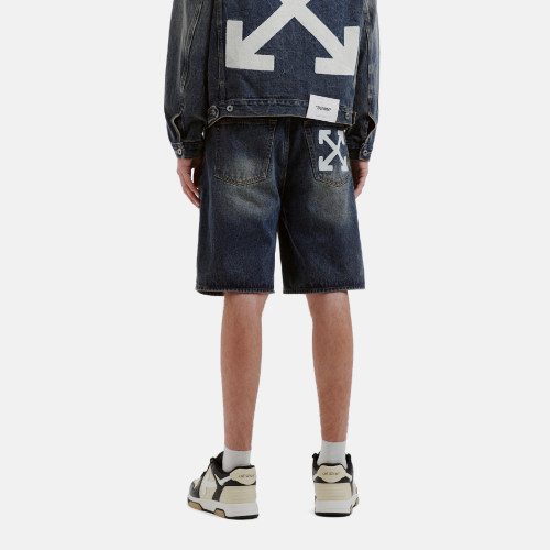 OFF-WHITE™情侣装新款水洗磨白牛仔短裤潮酷双箭头图案装饰 - 图2