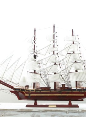 新中式红木色g实木一帆风顺大帆船模型客厅办公室公司前台开业摆