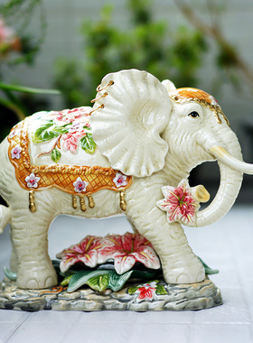 陶瓷大象工艺品客厅书房玄关摆件家居饰品摆设R大号小号送礼佳选