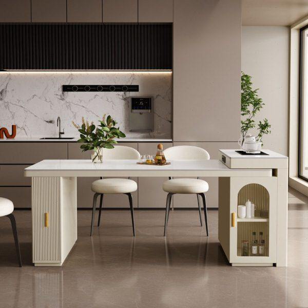 2025岩板岛台餐桌一体现简约家用厨房多功能带电磁炉可伸缩岛台,淘宝优惠券,粉丝福利购,淘宝优惠卷