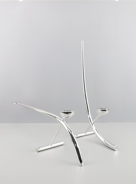 【折扣价】现简金约属半圆弧形烛B台摆件酒店西餐厅餐桌厅客厅餐