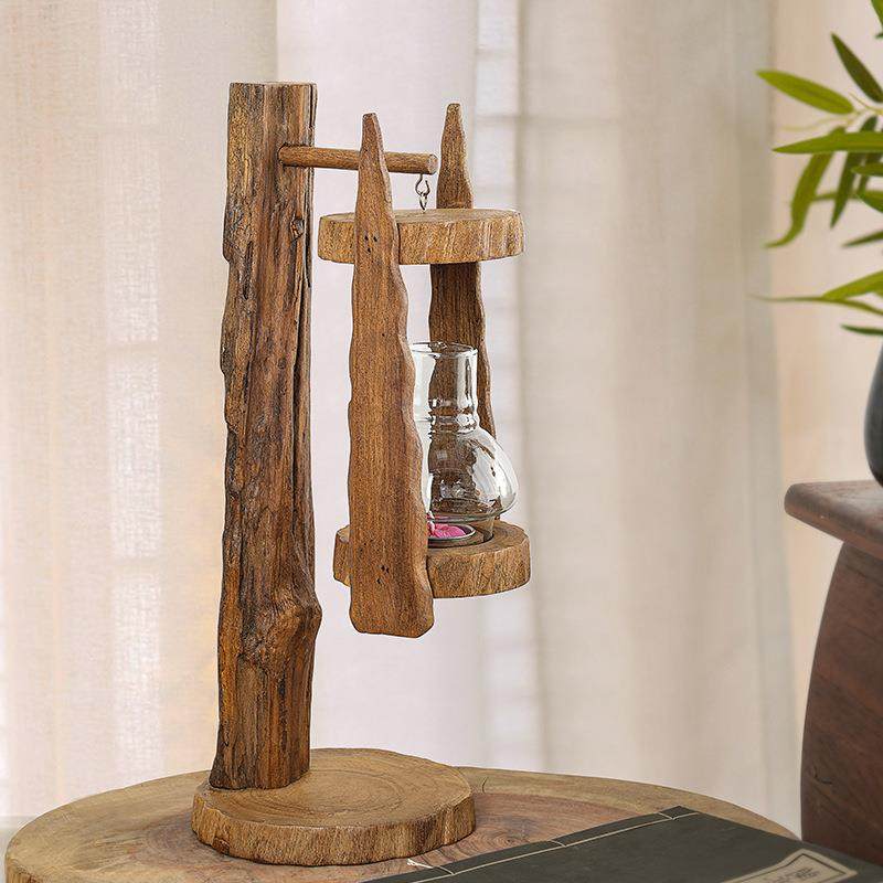 北欧实木蜡烛台风灯走马灯复古浪漫烛光晚餐户外防风烛台餐桌摆件,淘宝优惠券,粉丝福利购,淘宝优惠卷