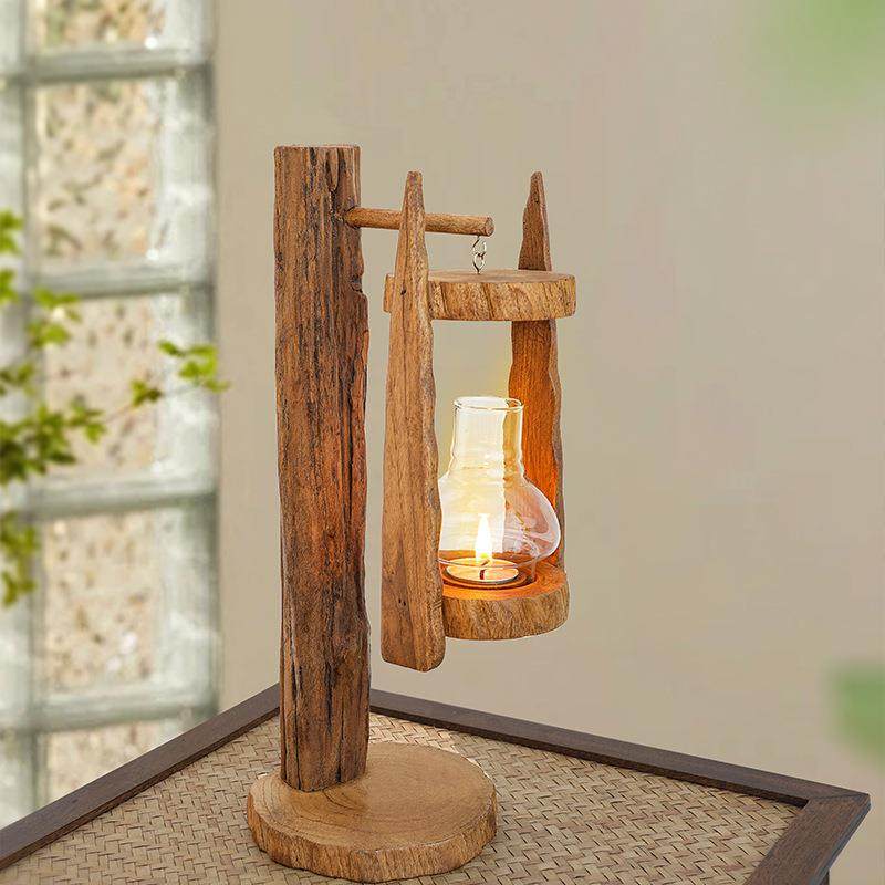 北欧实木蜡烛台风灯走马灯复古浪漫烛光晚餐户外防风烛台餐桌摆件,淘宝优惠券,粉丝福利购,淘宝优惠卷