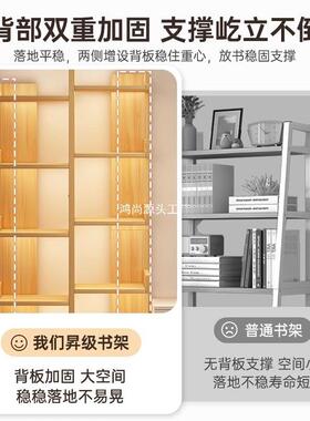 简易小书架落地置物架一体靠墙收纳架客厅办公展示架桌边储物窄柜