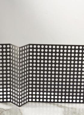 现代简约黑色折叠镂空金属网片屏风摆件样板房售楼处软装饰品摆设