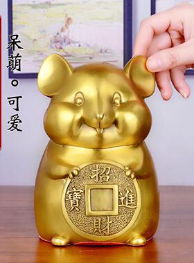 泰山送福阁存钱罐全铜金猪摆件十二生肖铜猪存钱筒创意家居工艺礼