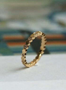 【小器饰品】蜂巢镶嵌小锆石女士戒指立体感间隔精致优雅灵魂百搭
