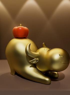 牛柿客厅桌面摆件办公室证券公司送礼涨停炒股礼物家居装饰品牛市