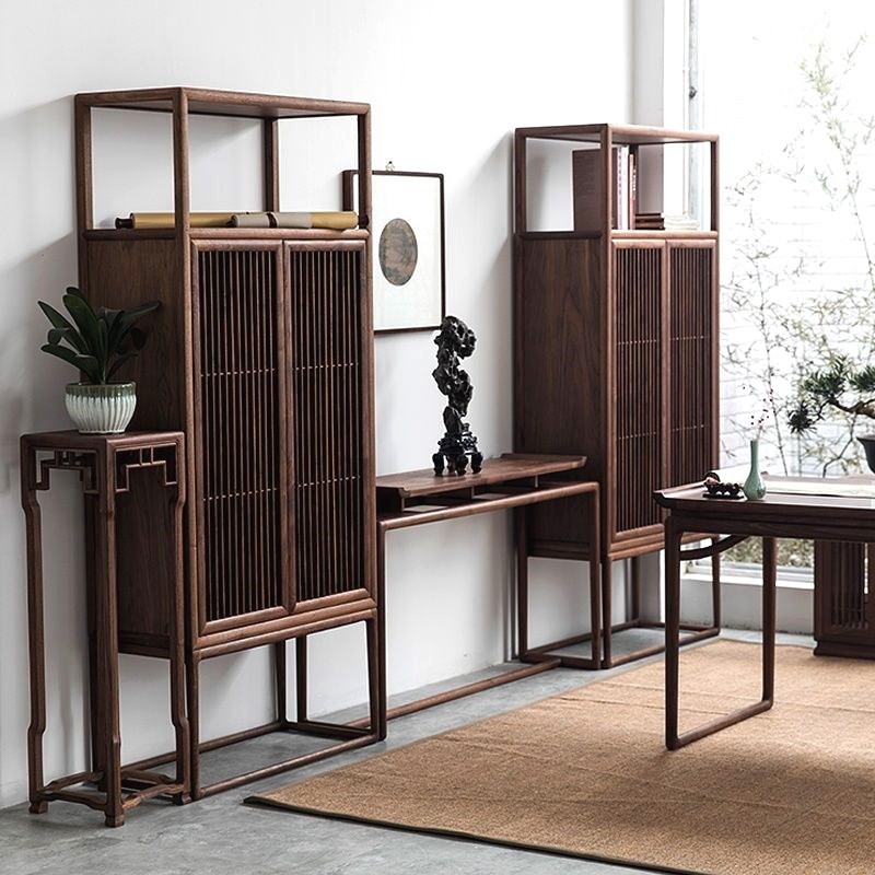 新中式书桌老榆木书n法桌实木毛笔写字台老式禅意简约办公轻奢书 - 图2