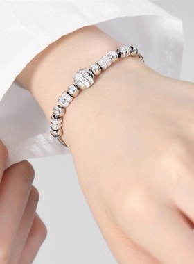 欧美小众饰品简约磨砂大小钢珠手工串珠蝴蝶抽拉手链手饰工厂