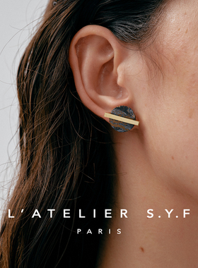 L’ATELIER S.Y.F彼得石耳钉女款轻奢小众精致天然石原创生日礼物