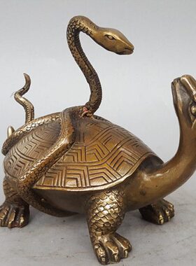 实体纯铜瑞兽玄武四灵兽 蛇蛇雕塑摆件铜款爆 龟龟动物店
