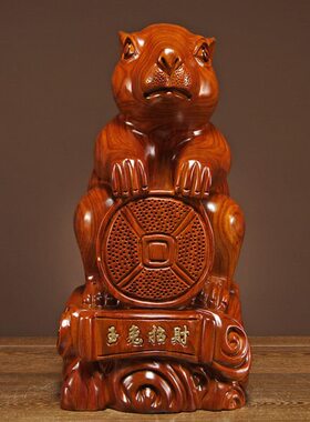 花梨木雕兔子摆件实木动物十二生肖兔家居客厅装饰送礼红木工艺品