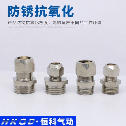 卡套铜管接头PC直通1/2 3 4分卡油管6 8 10 12 mm终端直接 - 图0