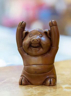 紫铜猪摆件 店铺门面名片盒卡托 新年猪客厅家居装饰品生日礼品