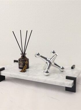 现代简约创意大理石收纳托盘办公室客G厅书房玄关茶几卧室工艺摆