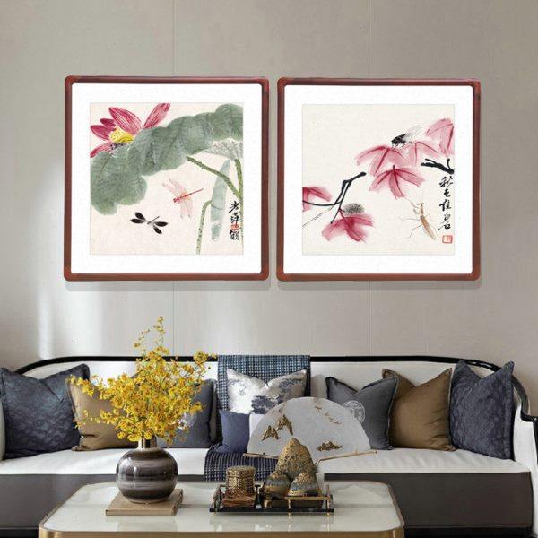 网红厅齐白石国画斗带方花鸟画框中式客背景墙装饰画饭厅餐厅过道,淘宝优惠券,粉丝福利购,淘宝优惠卷