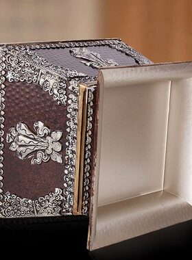 糌粑盒手工合金米罐米盒藏式供奉摆件镶嵌摩尼宝供佛尼泊尔工艺