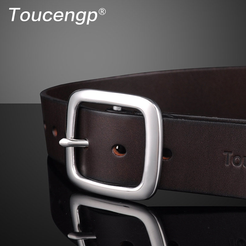 加宽腰带男304不锈钢扣皮带真皮针扣头层K纯牛皮4cm爸爸结实耐用 - 图2