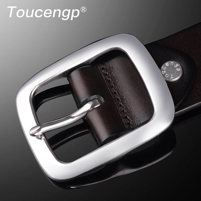 加宽腰带男304不锈钢扣皮带真皮针扣头层K纯牛皮4cm爸爸结实耐用 - 图1