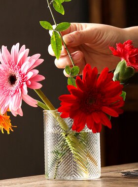 轻奢玻璃透明花瓶客厅摆件插花水培鲜花2021新款创意个性高档器皿