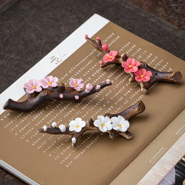 辉道 创意线香插捏花手工茶宠陶瓷手作腊梅枝笔搁梅花摆件装饰品,淘宝优惠券,粉丝福利购,淘宝优惠卷