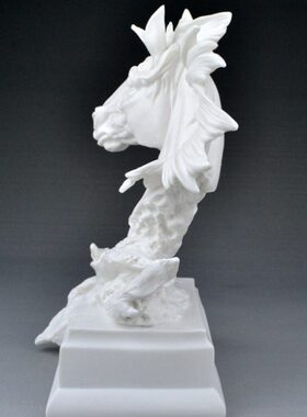 创意马头高档陶瓷摆件送领导办公礼品马到成功抽象白瓷马头