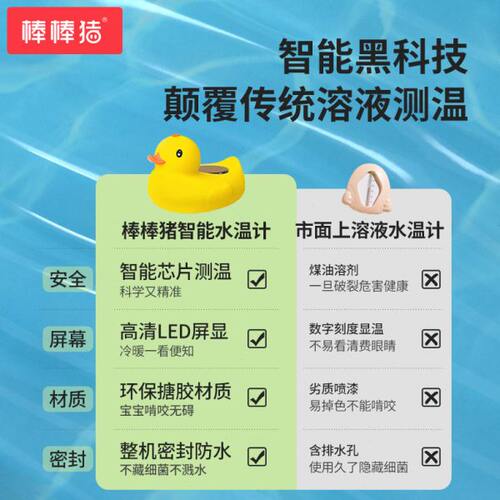 棒棒猪婴儿洗澡水温计洗澡电子温度计新生儿浴盆测水温品 - 图0