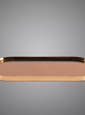 新爆款欧式工g艺品几何金属镜面托盘餐桌样板房摆件家居装饰摆设